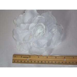 White flower hair pin hair clip hair tie, big flower white head piecel hairpiece